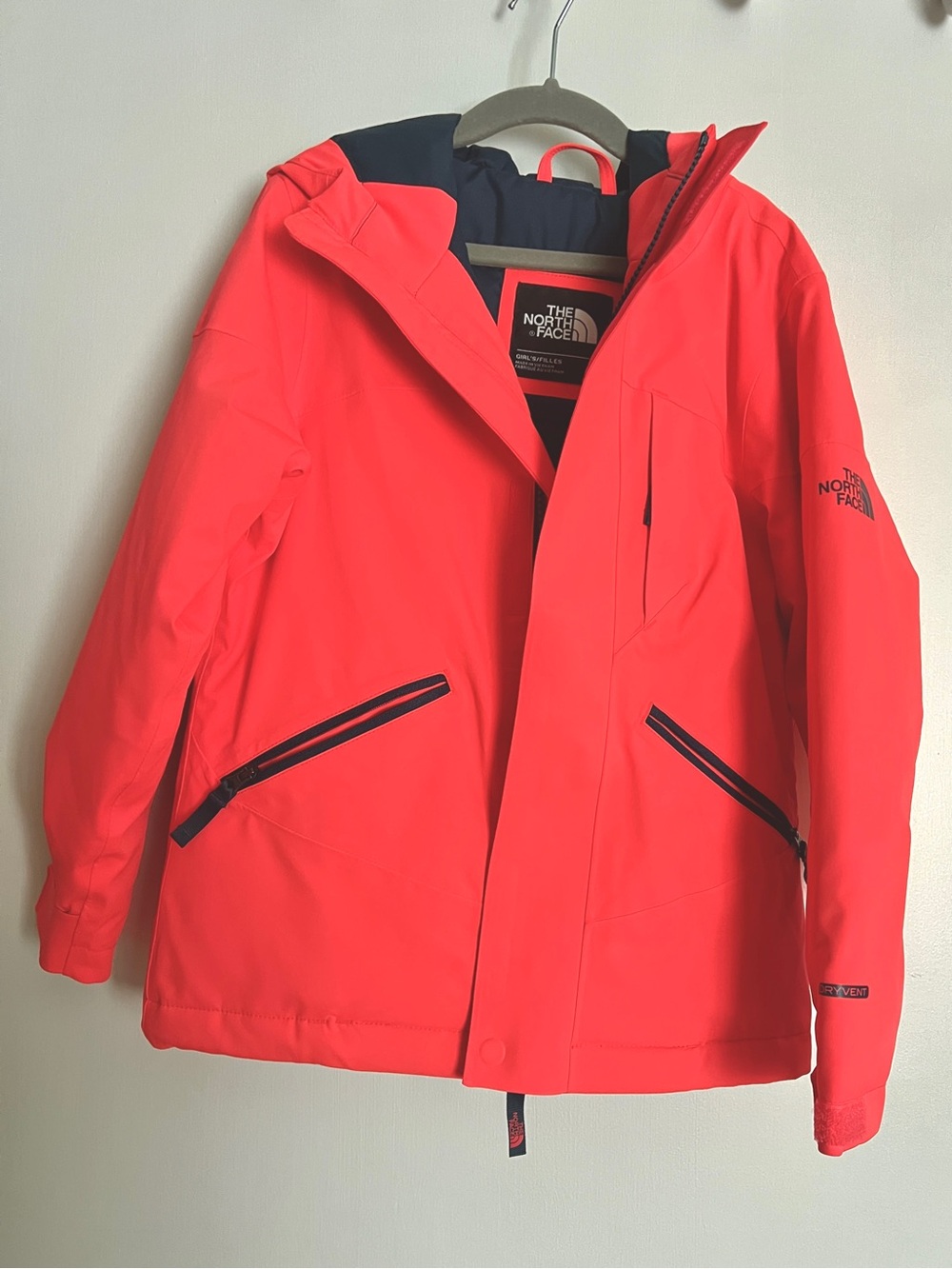 The North Face Girls Bright Coral Waterproof DryVent Ski Jacket